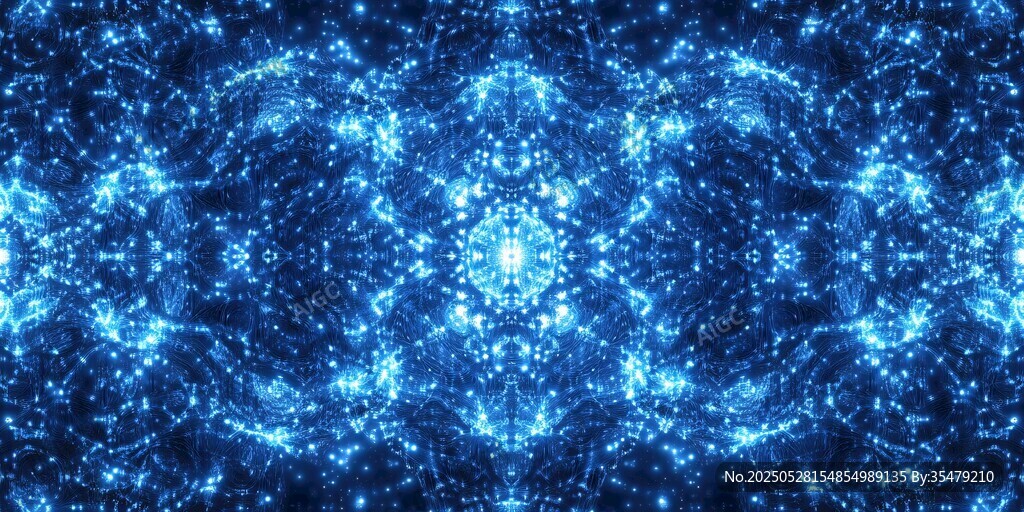 梦幻蓝色粒子对称图案