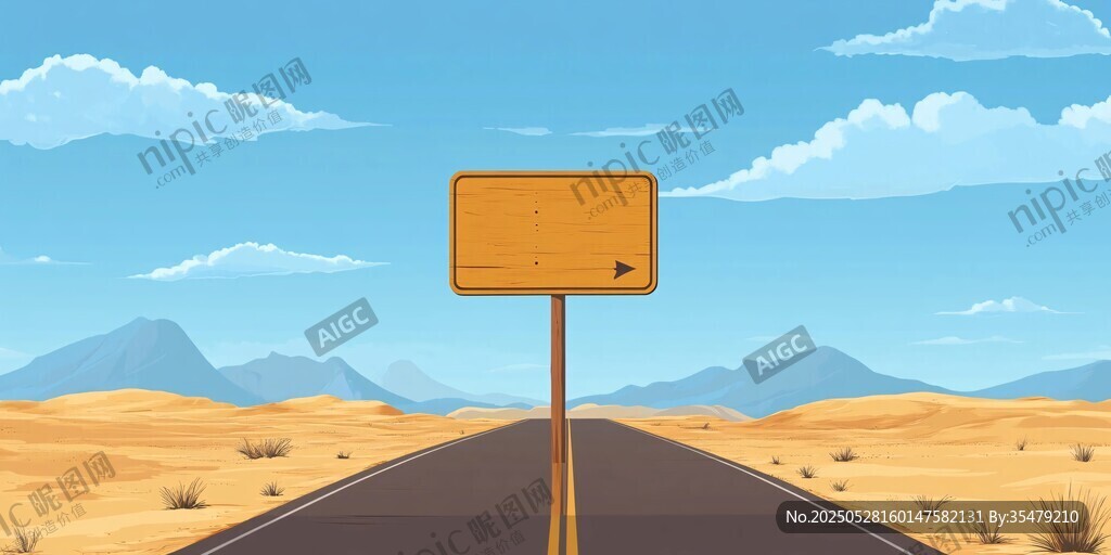 沙漠公路旁的指示牌