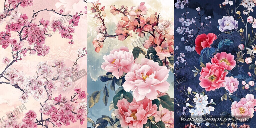 古风花卉图案设计素材