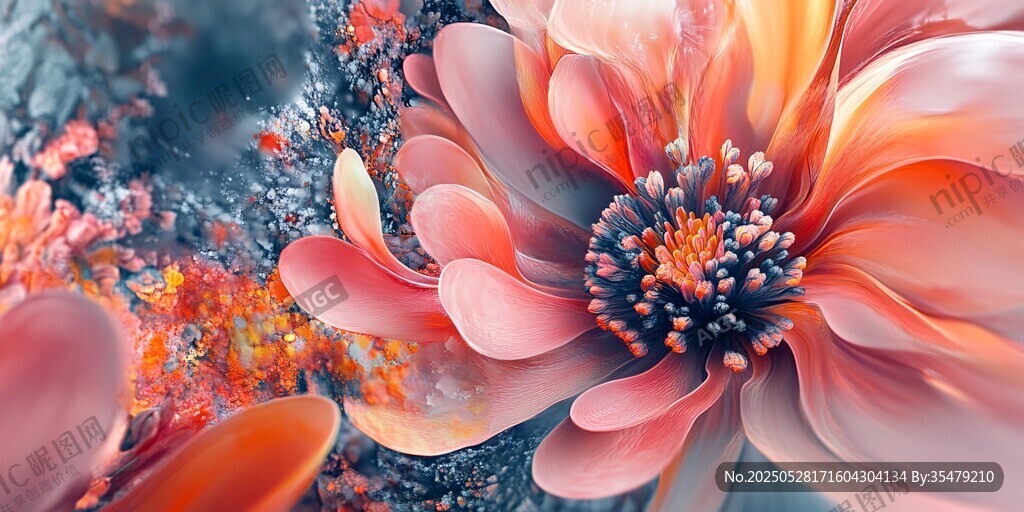 梦幻绚烂花朵微观景象