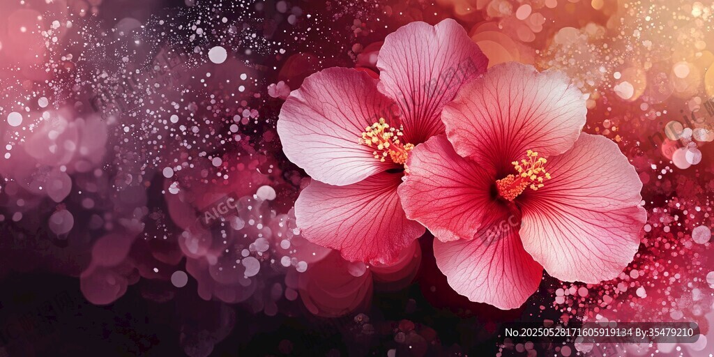梦幻粉色木槿花背景图