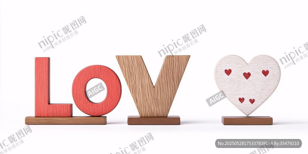 木质爱心与 LOVE 摆件
