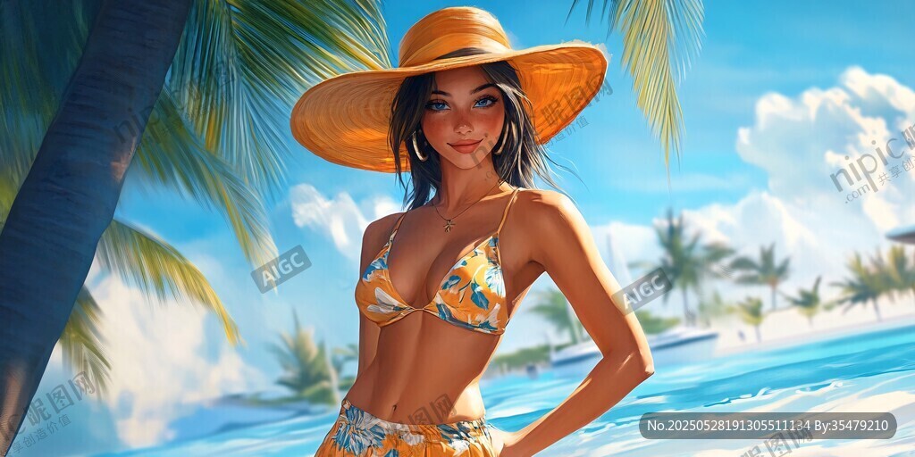 夏日海滩比基尼美女