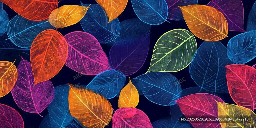 梦幻多彩秋叶背景图案