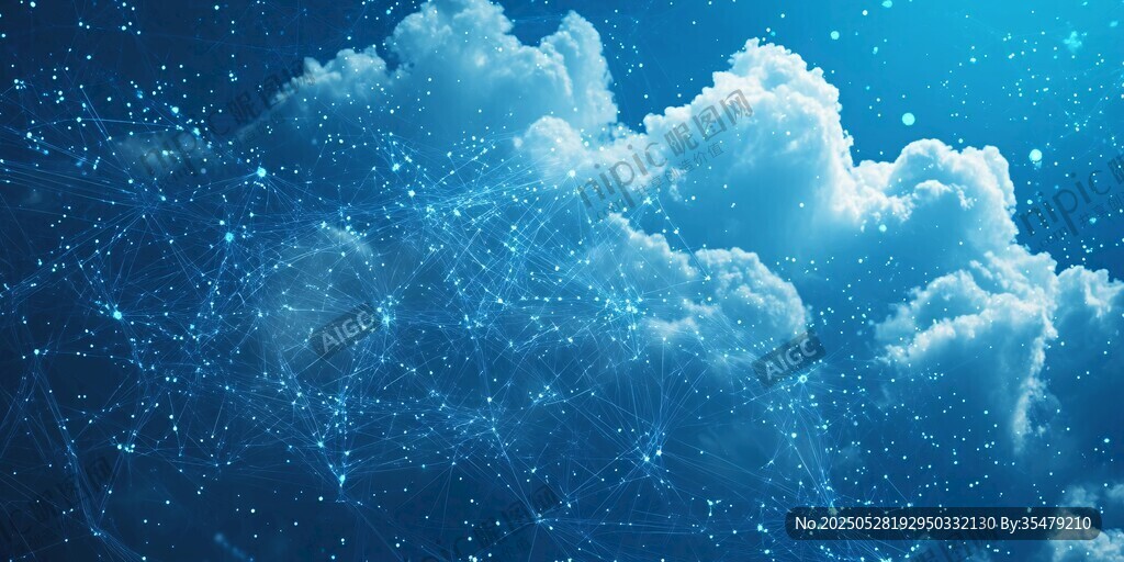 梦幻星空下的蓬松云朵