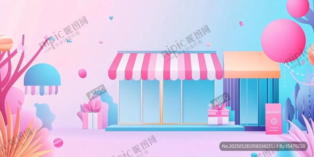 梦幻多彩的街景商店画面