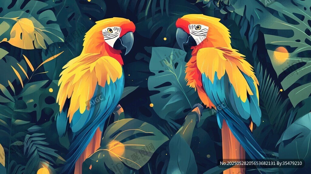 丛林中的多彩鹦鹉