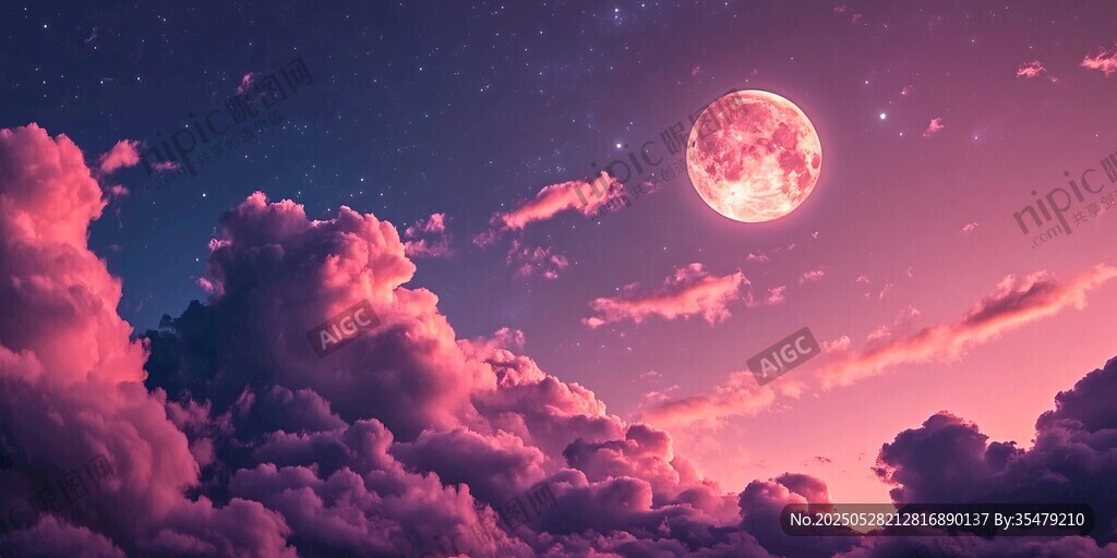 梦幻月夜云端美景