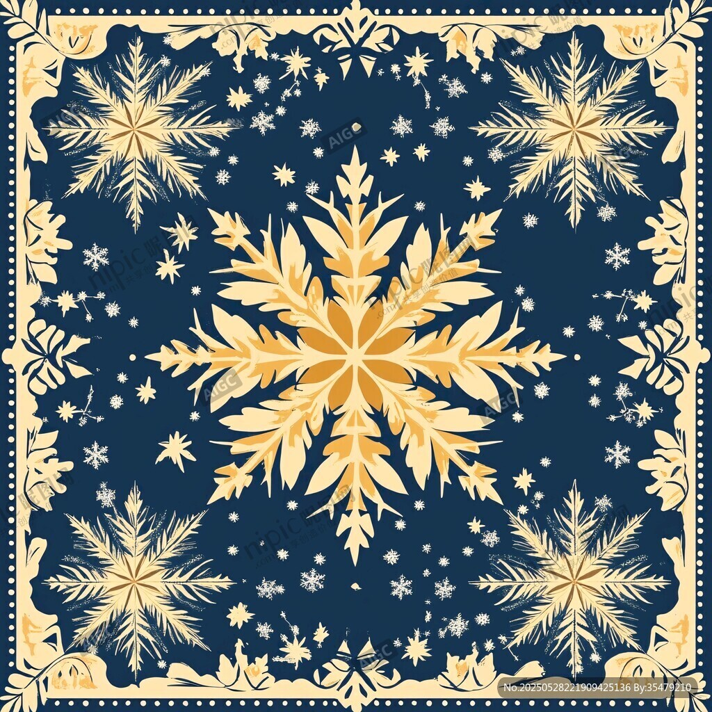 金色雪花装饰图案设计