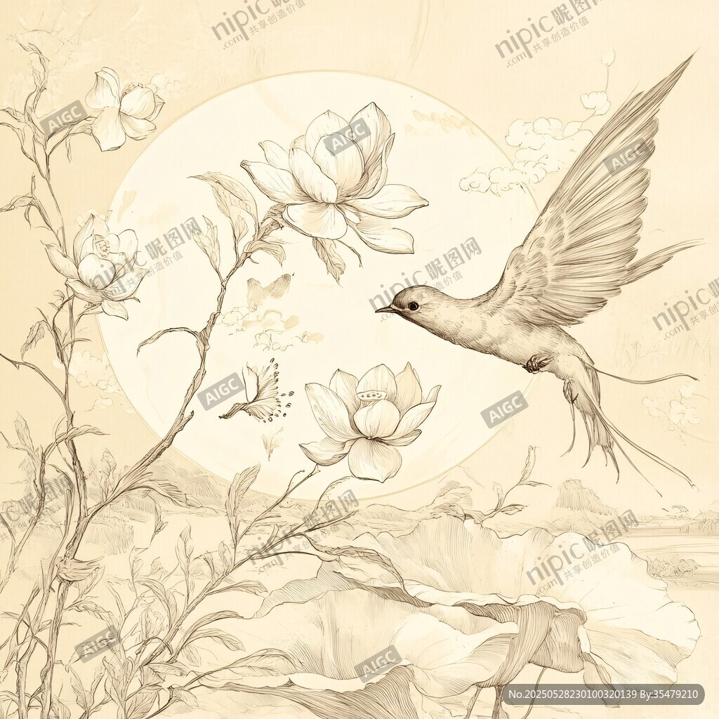花鸟月夜图