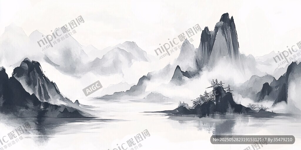 水墨山水间的诗意景致