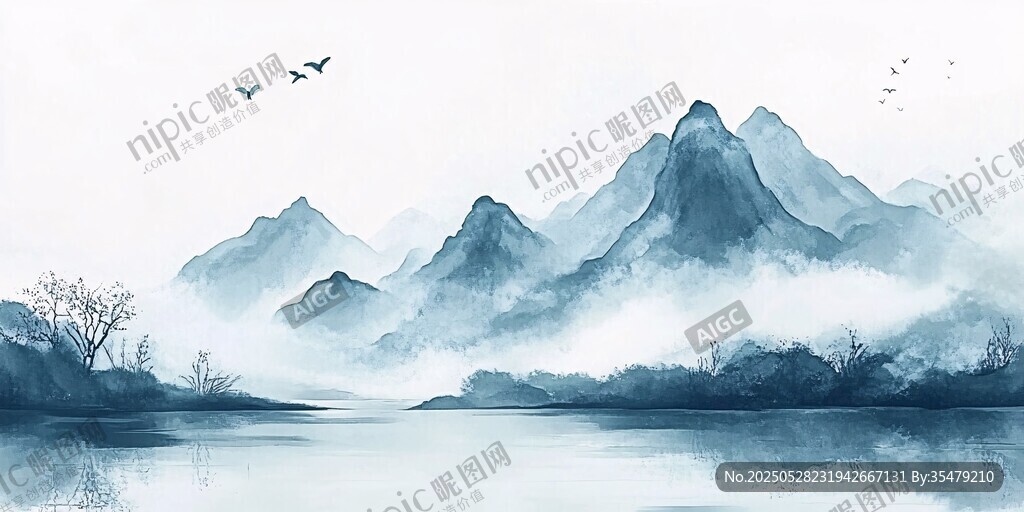 水墨山水间的空灵之境