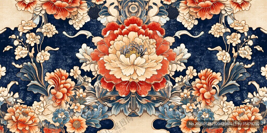 中式古典花卉图案纹饰