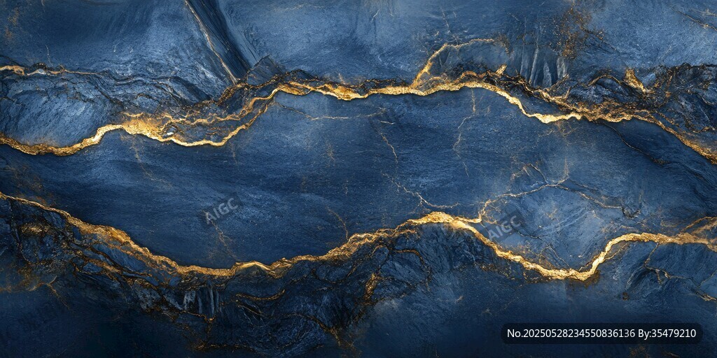 蓝金纹理大理石背景图