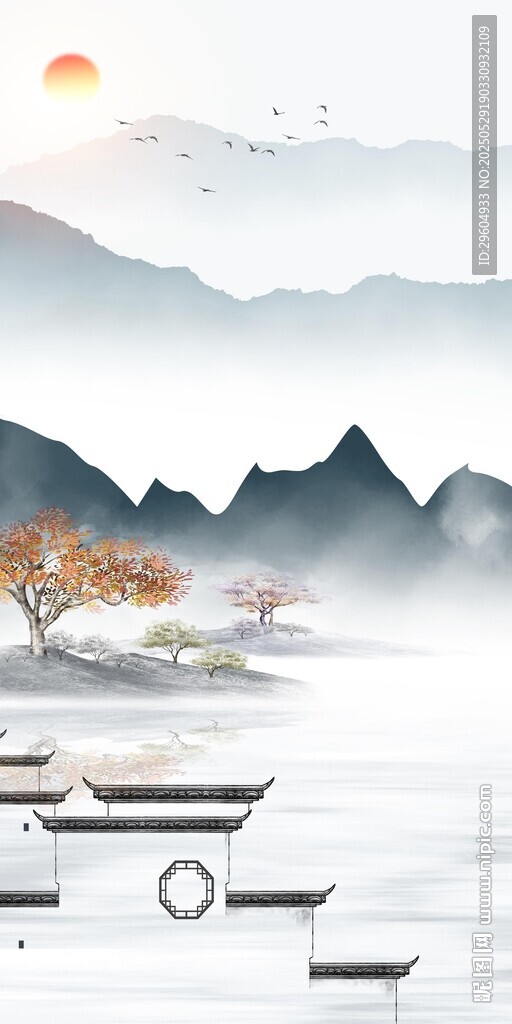 别墅 现代中式玄关 TIF分层