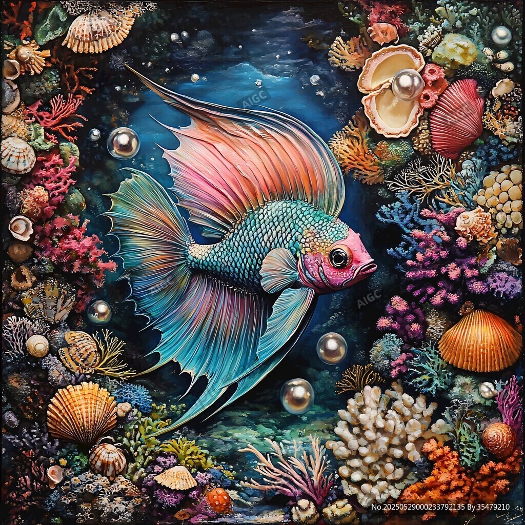 梦幻海底的多彩斗鱼