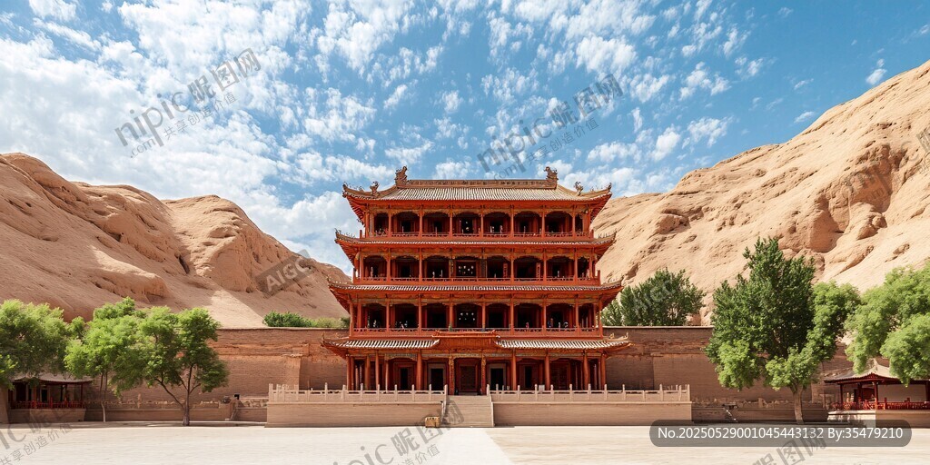 敦煌莫高窟壮丽建筑景观