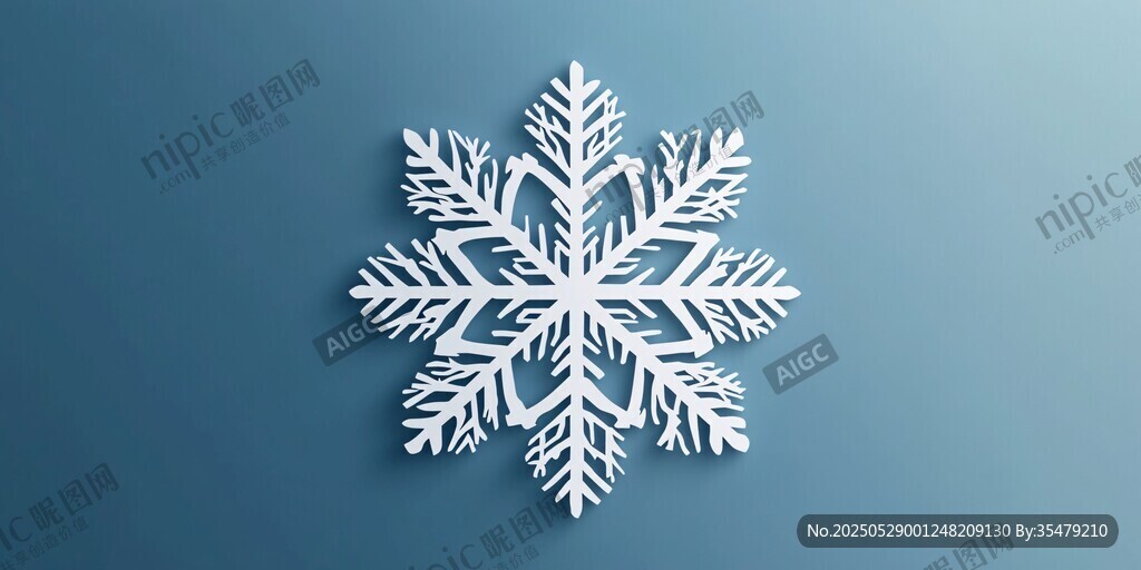 蓝色背景上的精美雪花图案