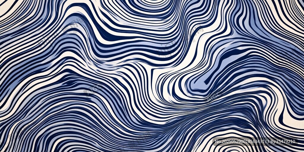 蓝白动感波纹抽象图案