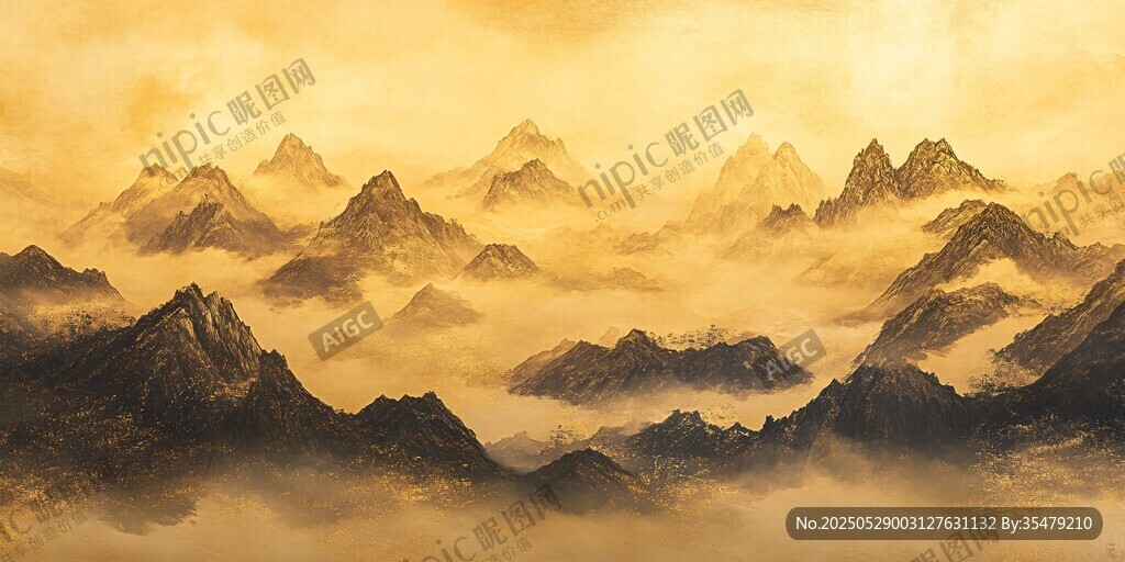 金色云海中的壮丽山峦