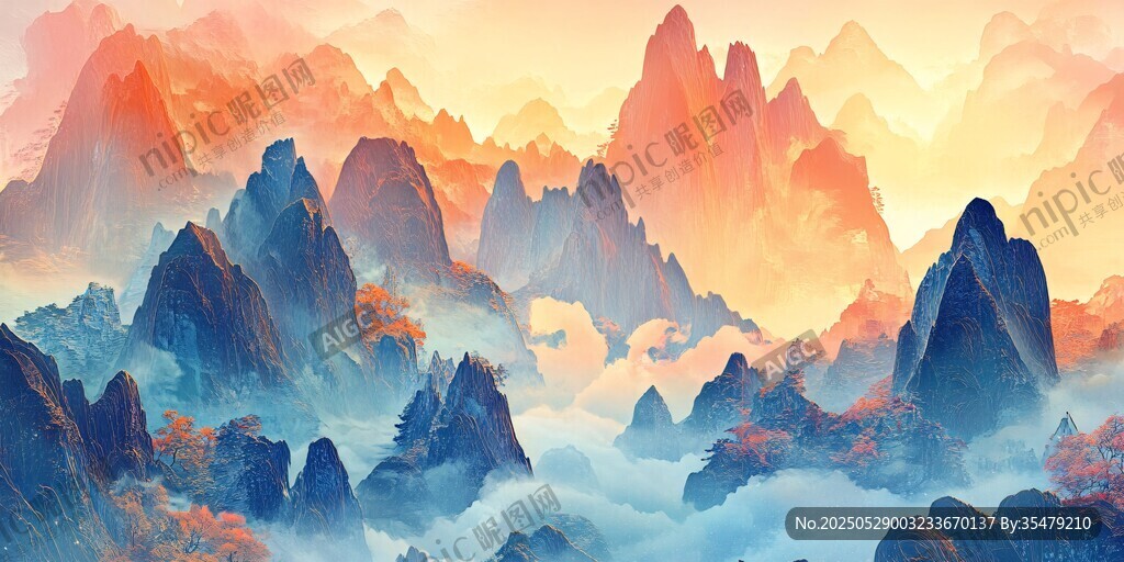 梦幻山水间的壮美霞光