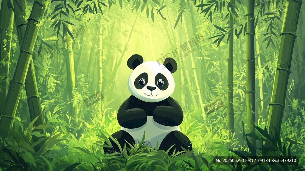 竹林中的可爱熊猫