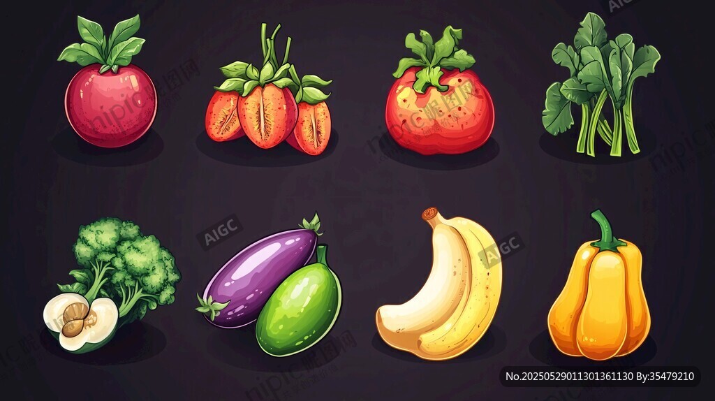 新鲜果蔬插画集合