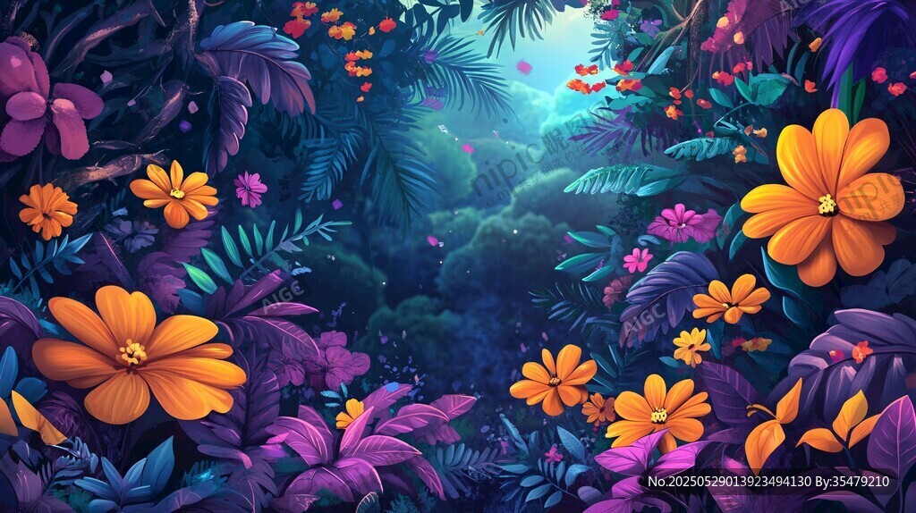 梦幻丛林花卉奇幻景象