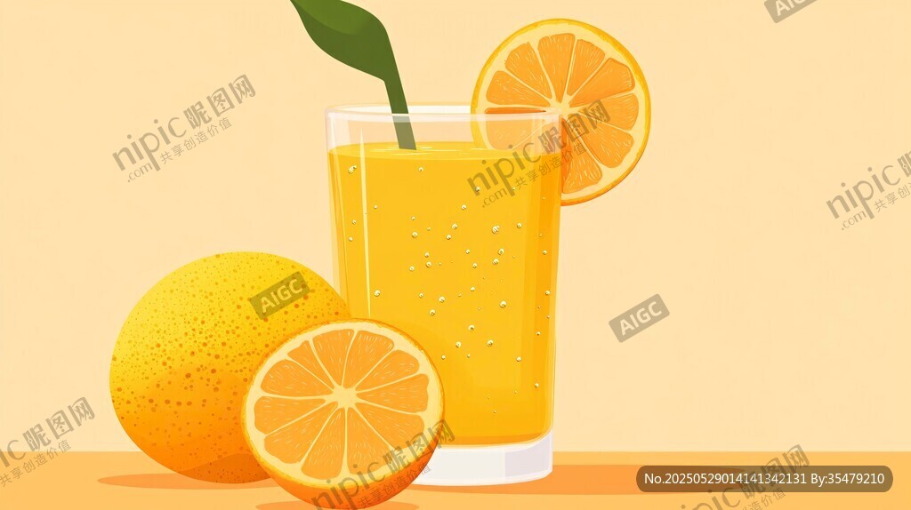 一杯鲜橙汁与橙子的组合