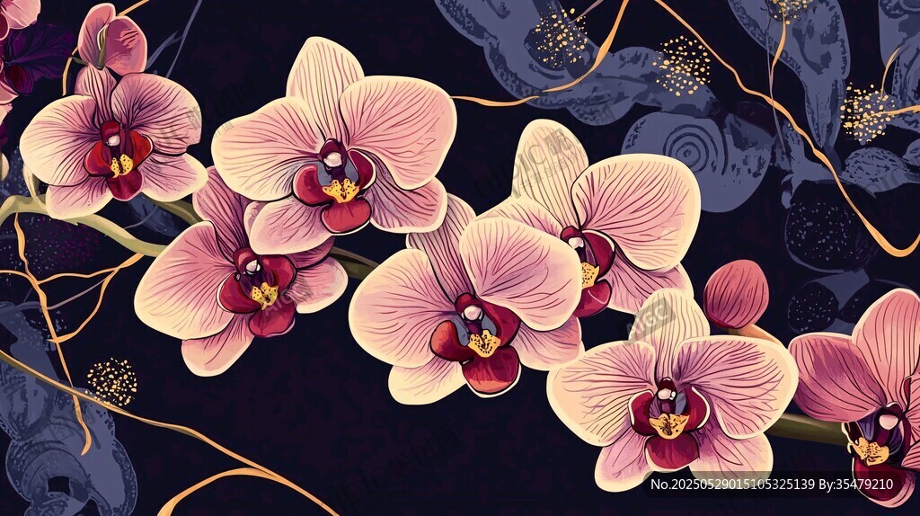 梦幻紫色兰花花卉图案