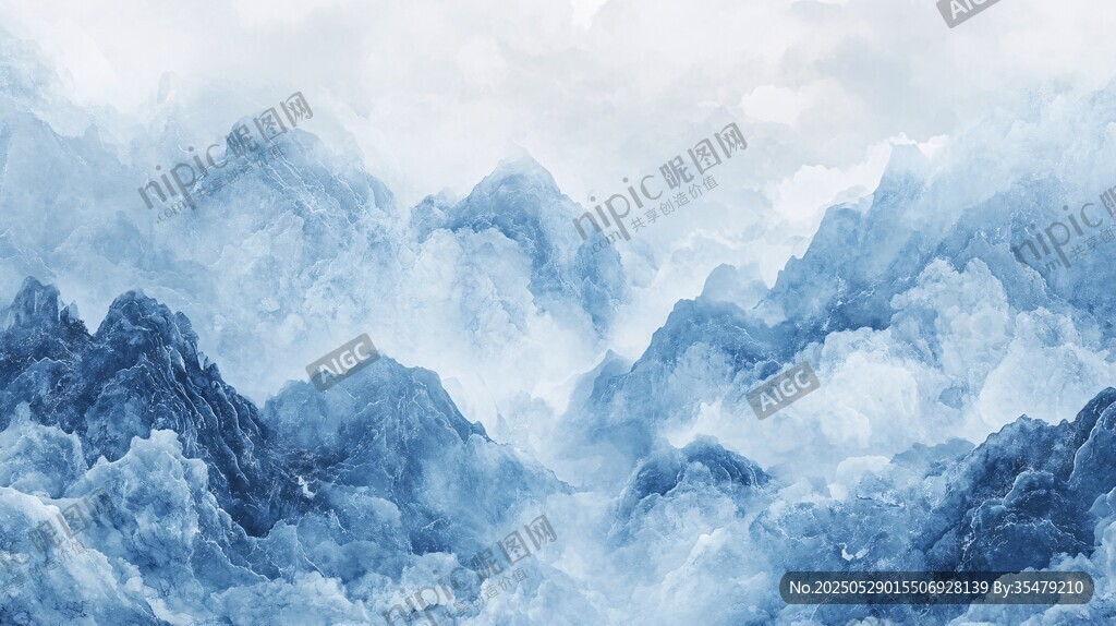 水墨云山意境图