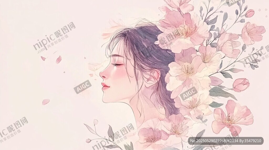 花漾少女侧颜