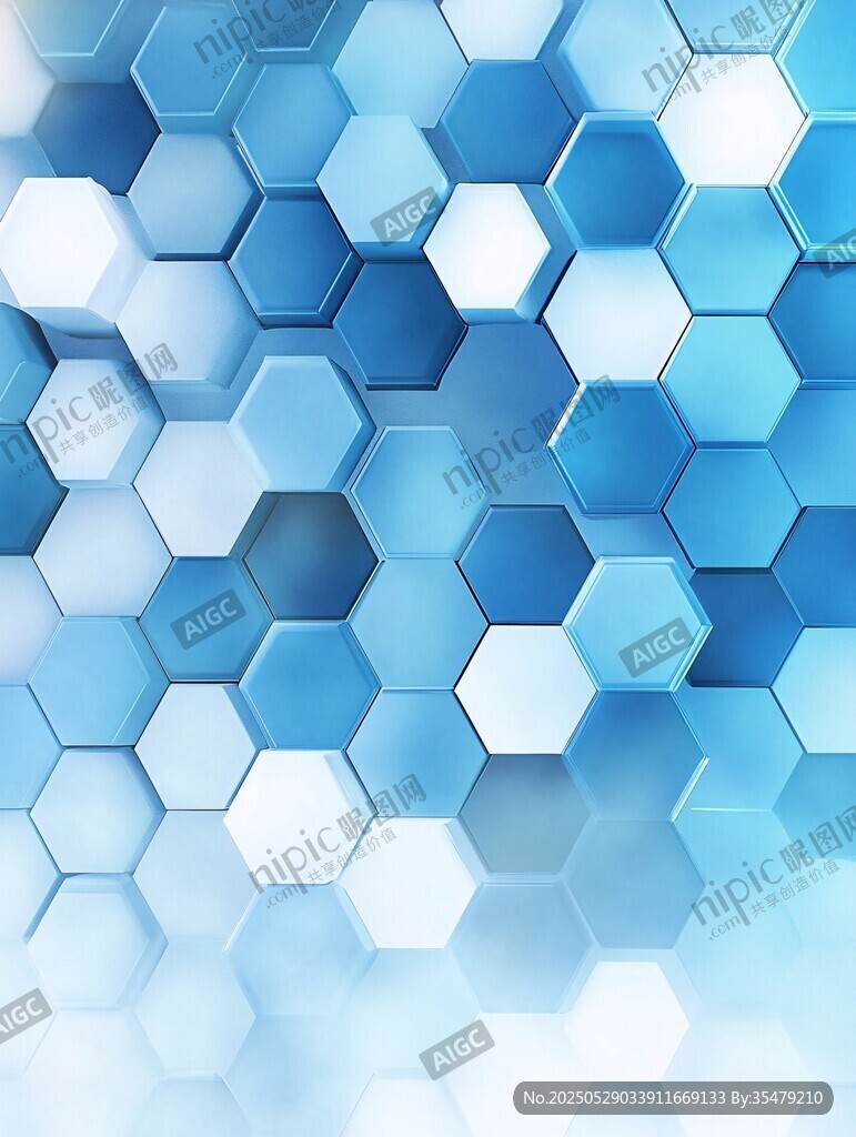 蓝色六边形科技风背景图