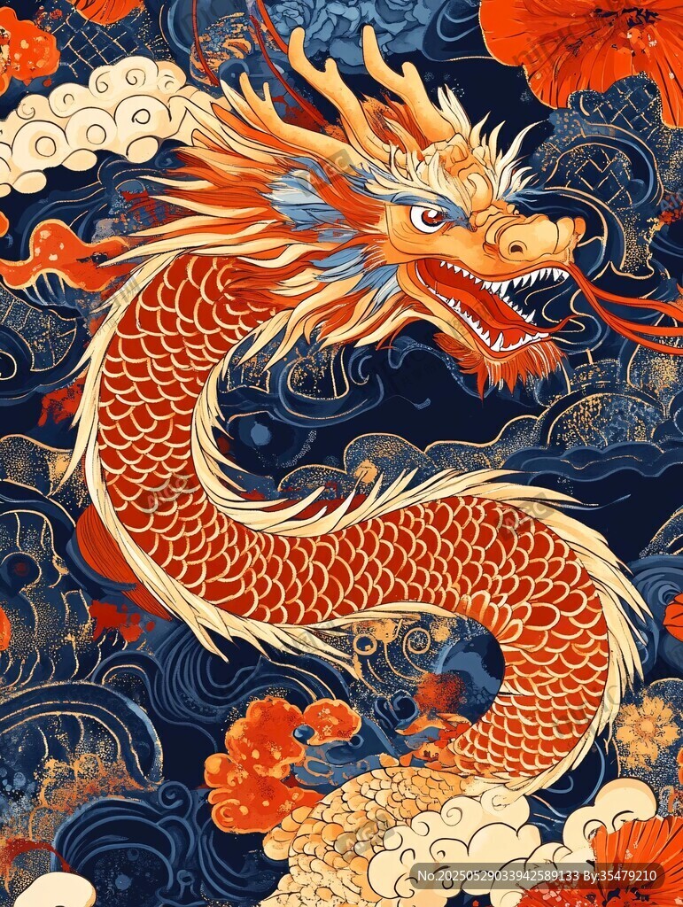 中式祥龙 传统元素图案