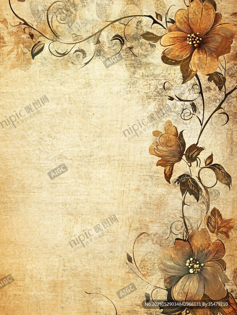 复古花卉纹理背景图