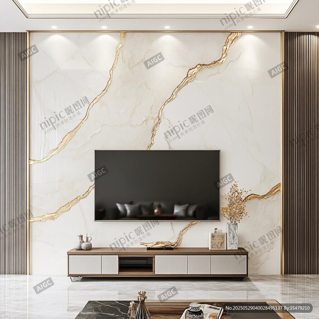 奢华大理石电视背景墙设计
