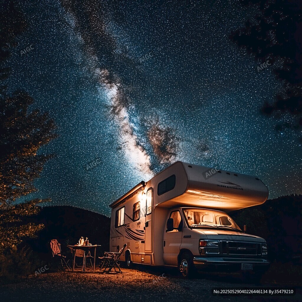 星空下的房车露营美好时刻