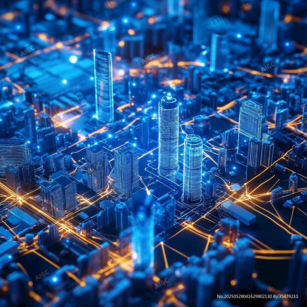 未来科技感的璀璨城市景观