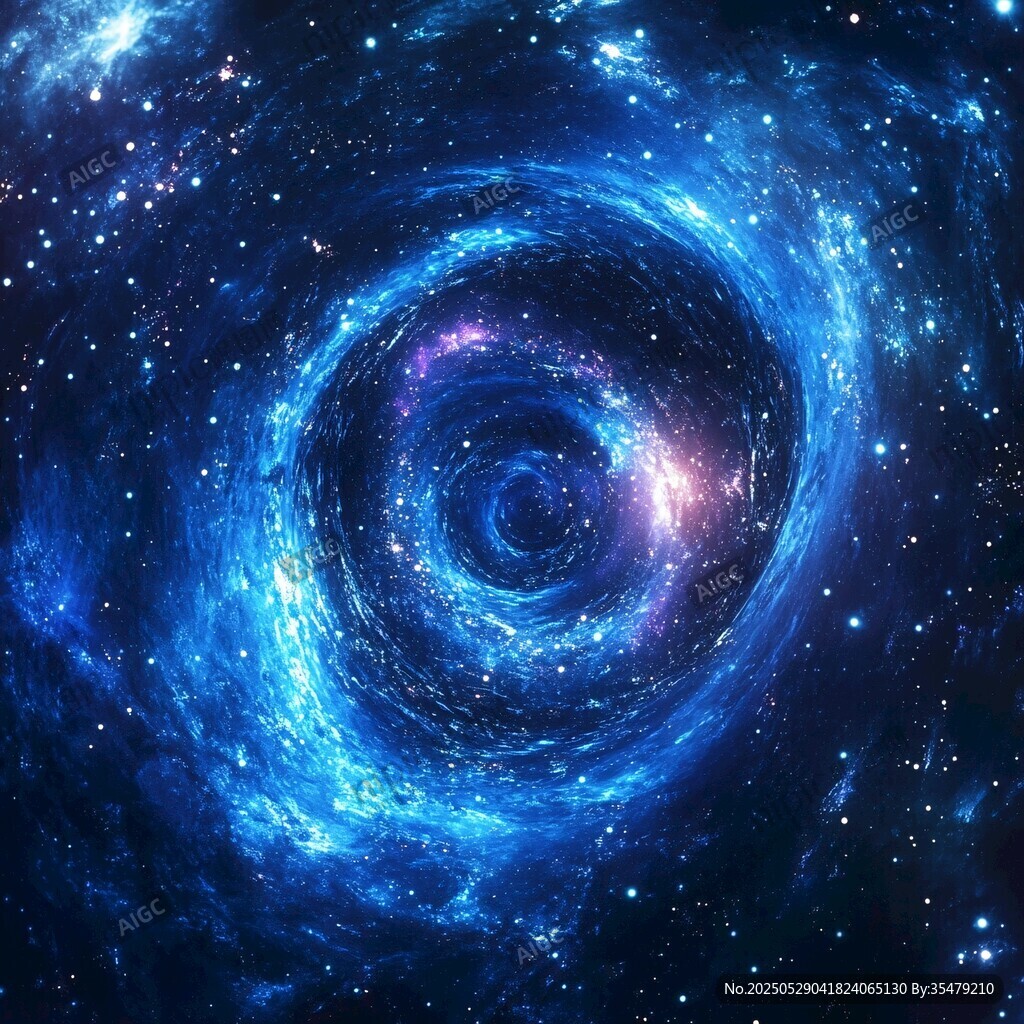 梦幻蓝色漩涡星系图景