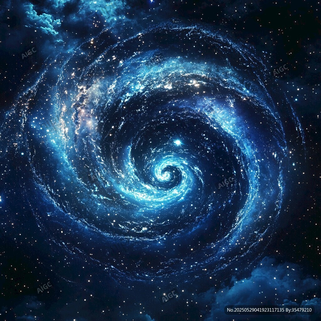 梦幻蓝色漩涡星系景观