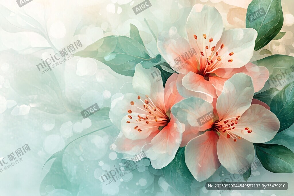 梦幻水彩花卉唯美画面