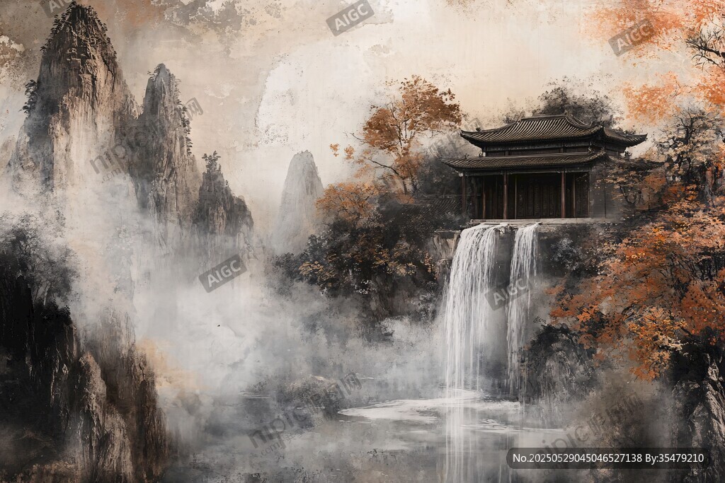水墨山水间的古典雅致之景