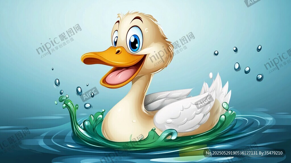 快乐小鸭水中嬉戏