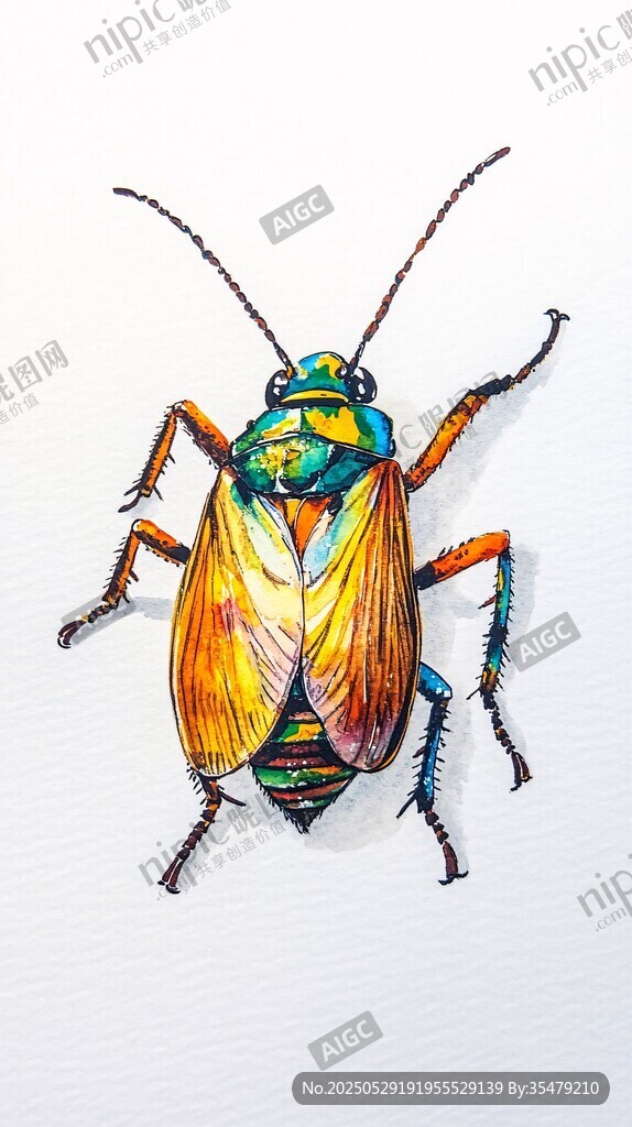 彩色甲虫插画