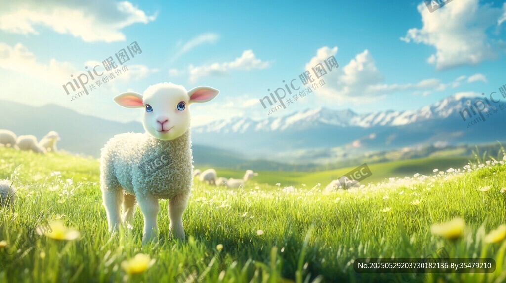 草原上的可爱小羊羔