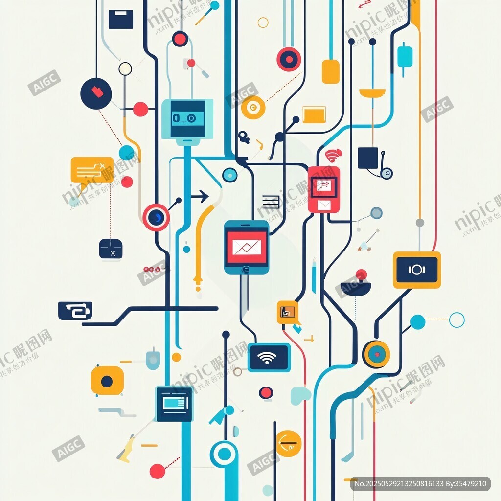 科技元素构成的创意连接图