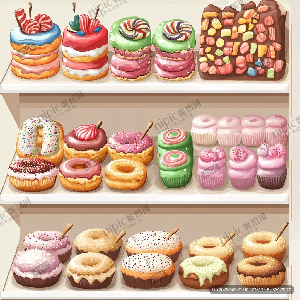 甜蜜糕点展示架上的美味