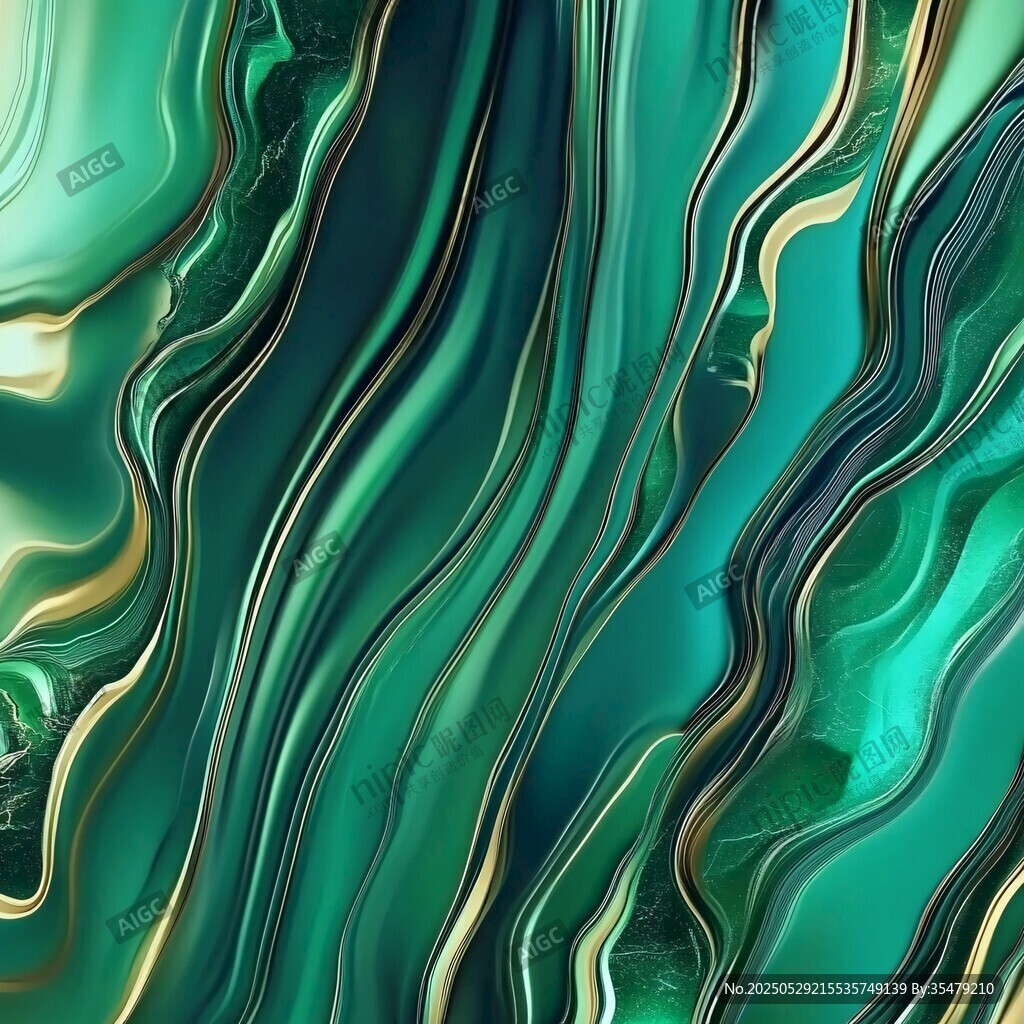 流动绿金抽象纹理背景图