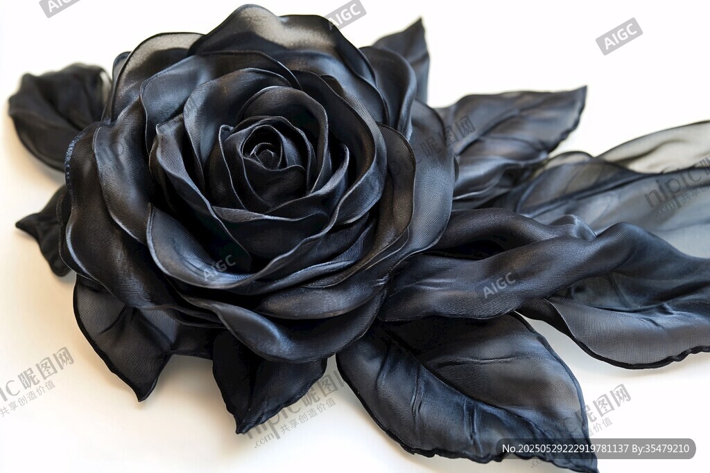 黑色绢制玫瑰花朵装饰
