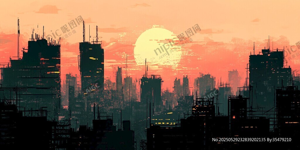 日落时分的繁华都市景观